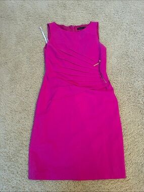 Ivanka Trump Hot Pink Pleated Sheath Dress